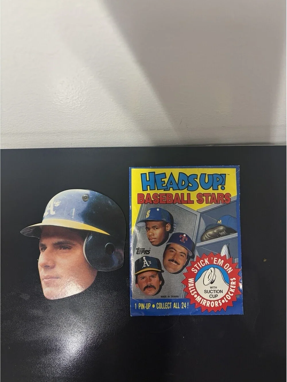 Vtg Topps Heads Up Baseball Stars 1990 Jose Canseco Suction Cup & Package